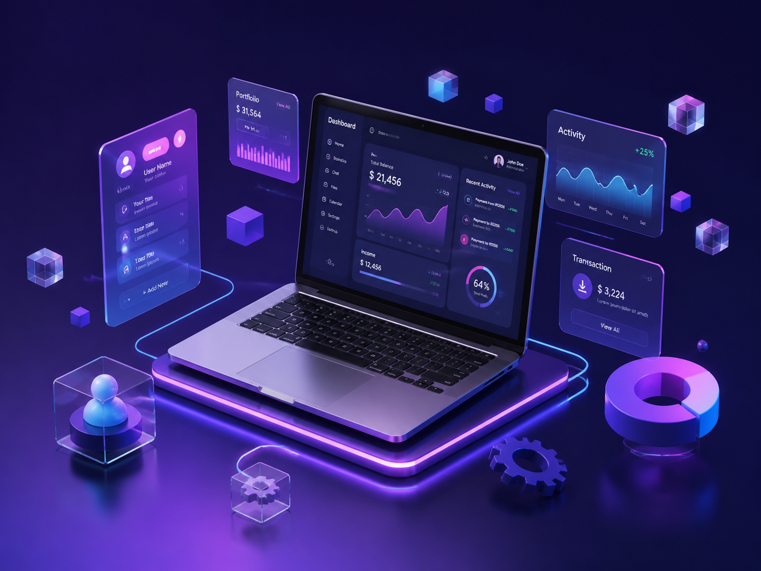Premium 3D workspace illustration